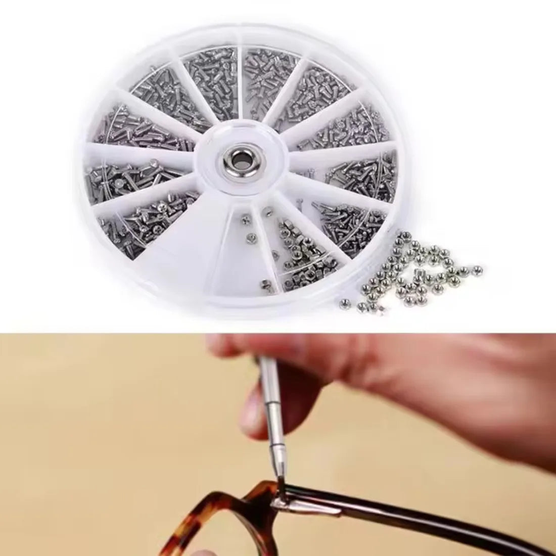 12-Size Mini Screw & Nut Assortment Kit - M1 to M1.6 Watch, Eyeglass Frame & Precision Repair Set
