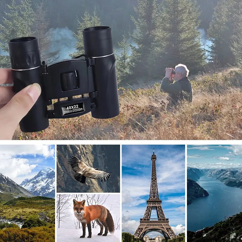 HD Powerful Binoculars: 40x22 Folding Mini Telescope for Long Range Viewing - BAK4 FMC Optics, Ideal for Hunting, Sports, Outdoor Activities
