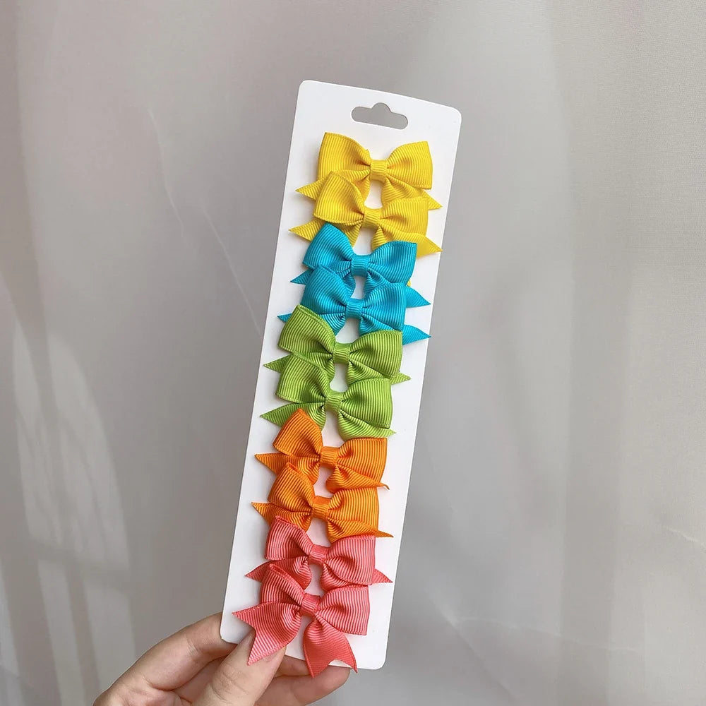 10pcs Kids Bow Hair Clips - Handmade Ribbon Bowknot Barrettes for Baby Girls Hair Accessories