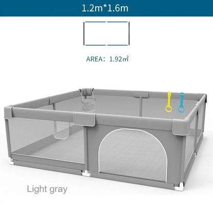 IMBABY Baby Playpen – Light Gray Corralito with Pull Ring, Child Safety Barrier Fence and Ball Box for Baby Playground