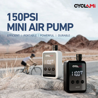 CYCLAMI HW125 150PSI Portable Electric Bike Air Pump – Rechargeable Mini Tire Inflator for Schrader & Presta Valves