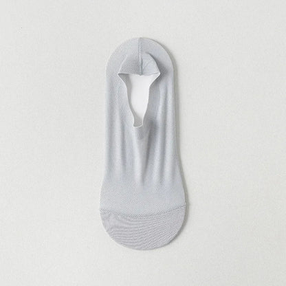 Men’s Ice Silk Mesh Socks – Hollow Breathable Summer No-Show Slippers, Silicone Non-Slip Low-Cut Boat Socks