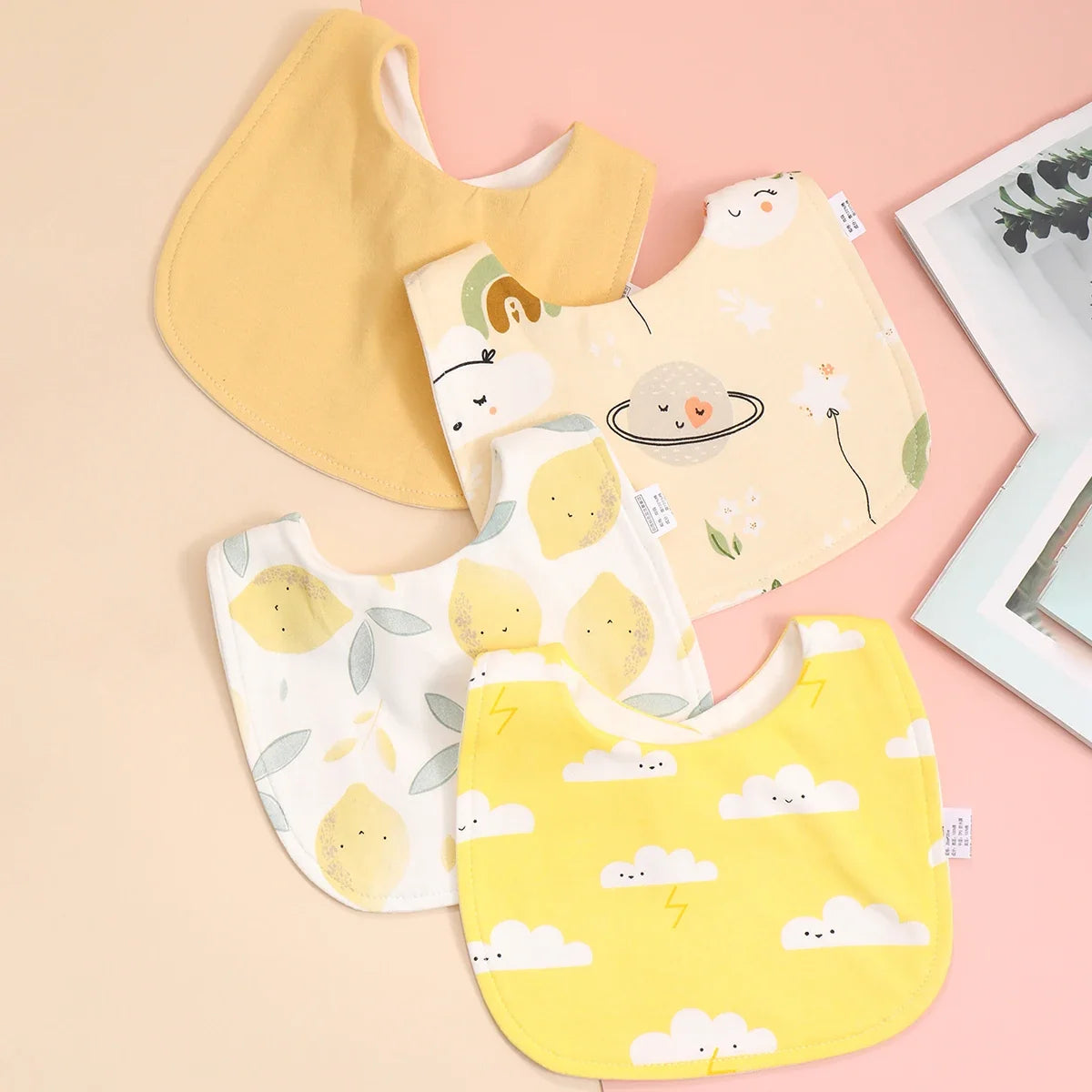 Cotton Baby Bib Set - Adjustable Soft Infant Feeding Bibs Burp Cloths Bandana Scarf for Boys & Girls