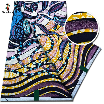Super Glitter Golden Wax Fabric - Soft Cotton Ankara Batik with Flash Gold Print for Nigerian & African Fashion