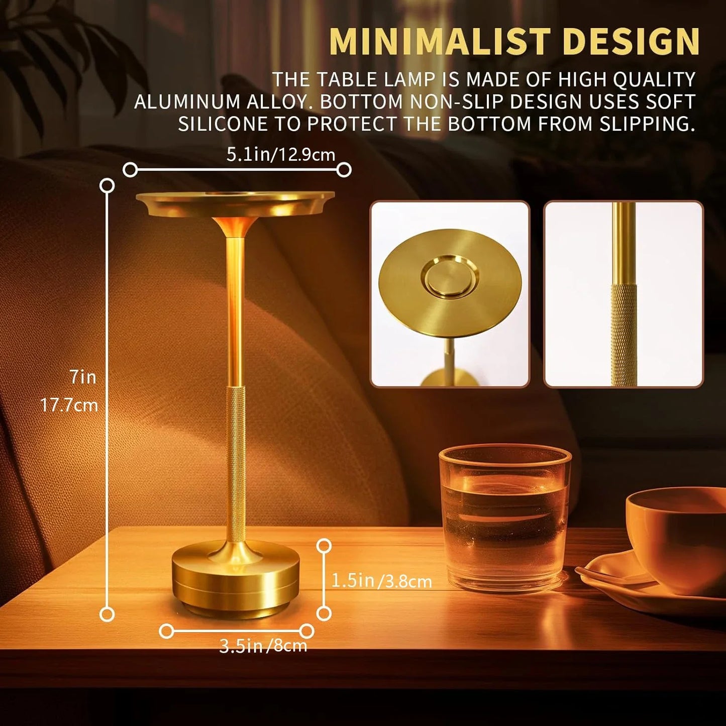 Wireless LED Table Lamp – Rechargeable Touch Sensor Night Light for Restaurant, Hotel & Bedroom Decor