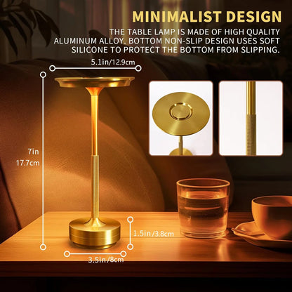 Wireless LED Table Lamp – Rechargeable Touch Sensor Night Light for Restaurant, Hotel & Bedroom Decor