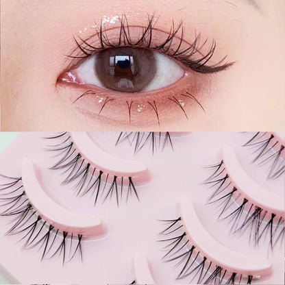 Manga Style Soft Natural False Eyelashes Wispy Thick Daily Wear Makeup Lashes