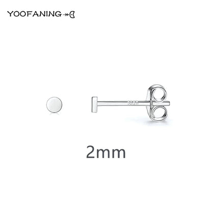 925 Sterling Silver Ear Needle Earrings – Simple Circular Gold & Silver Studs for Women Jewelry (Multiple Sizes)