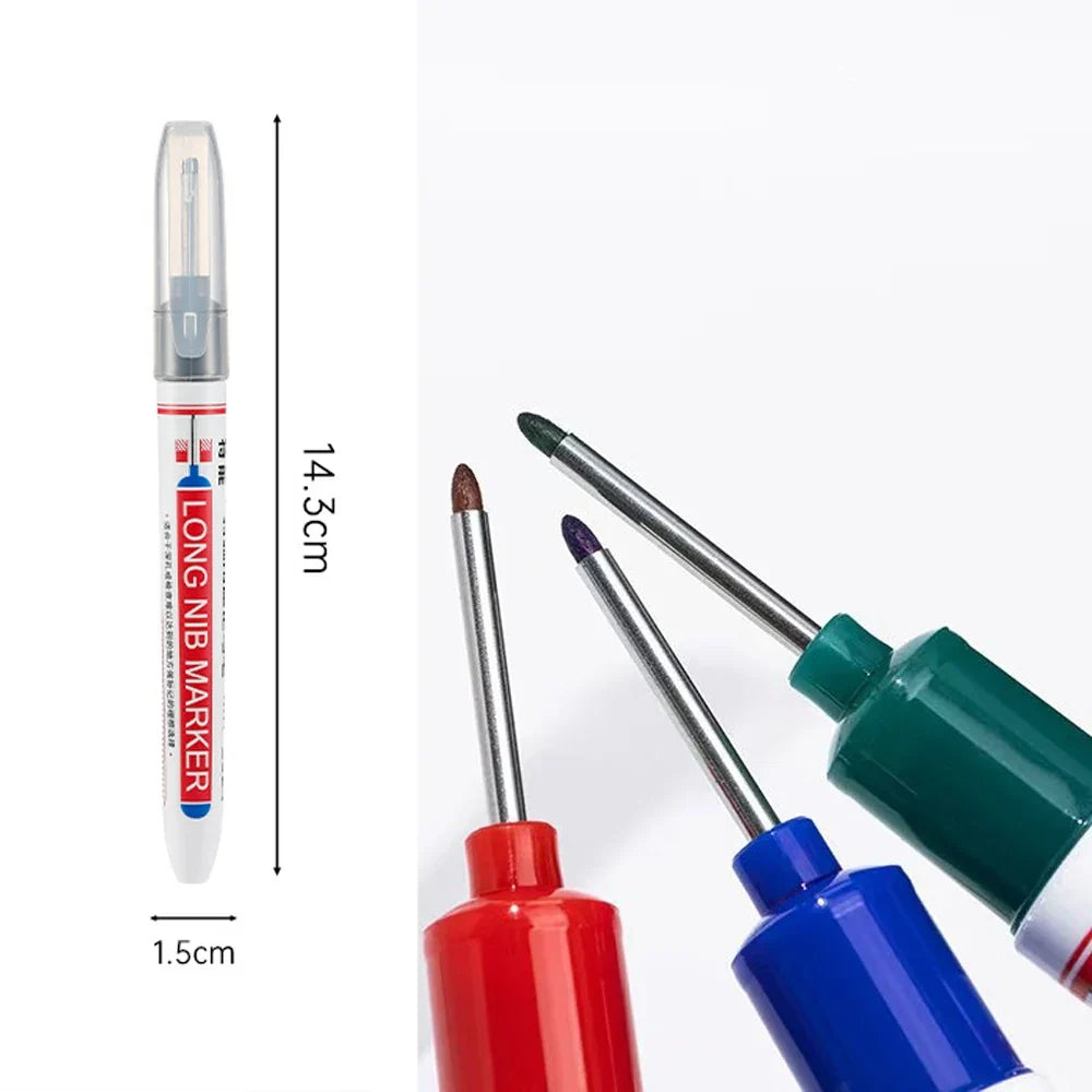 2cm Waterproof Deep Hole Marker Pen - Long Head Carpenter Markers for Metal Woodworking Tools 4-80pcs
