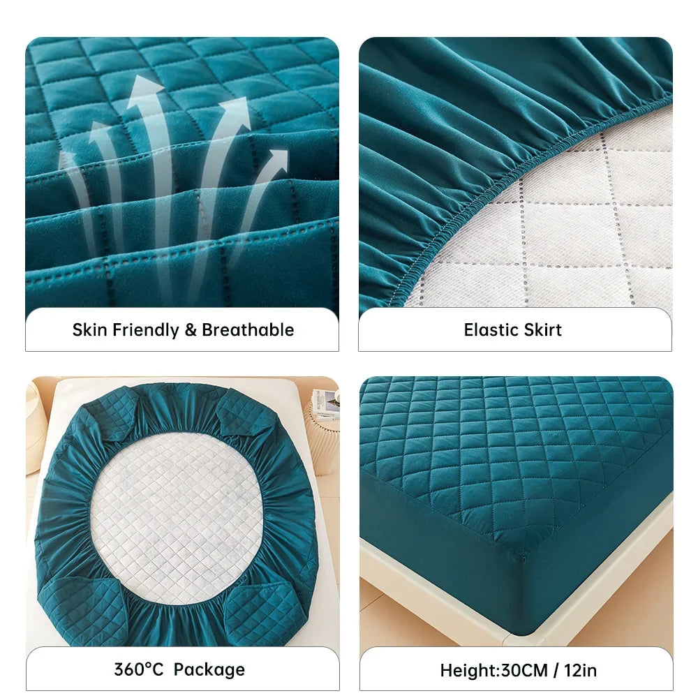 3D Air Fabric Mattress Protector - Waterproof Breathable Fitted Bed Cover with Soft Thick Cushion Layer