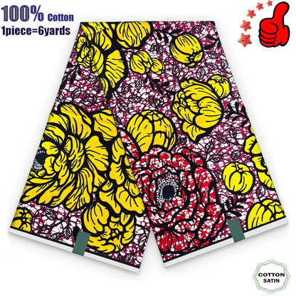 African Real Wax Print Fabric - 100% Cotton Ghana Nigeria Style Ankara Batik Sewing Material
