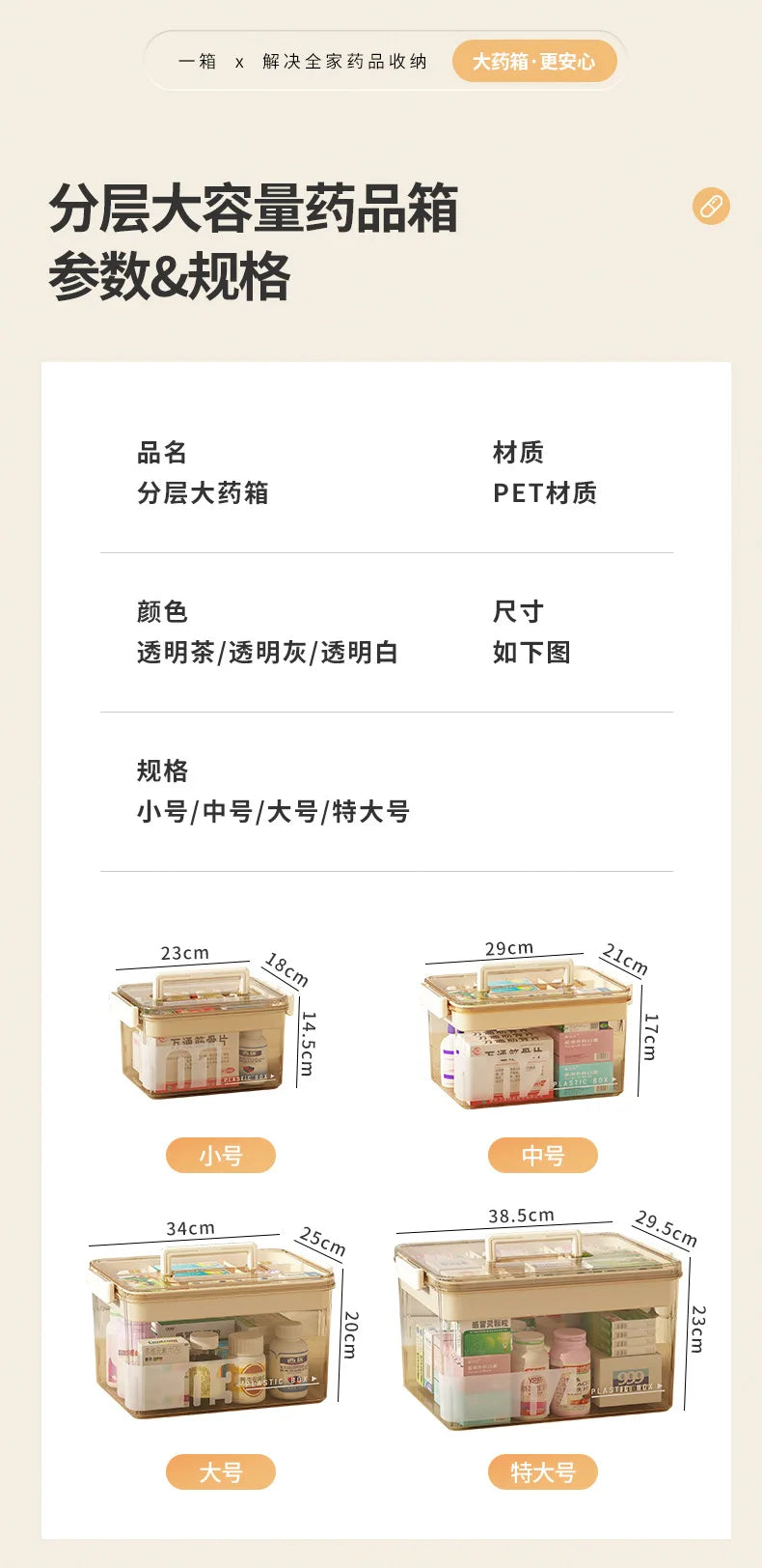 Multi-Layer Home Medicine Box – Large Capacity Transparent Medical Storage Case for First Aid & Medication Organization