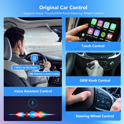 Wireless CarPlay & Android Auto Adapter - Smart Dongle 2-in-1, 2.4G & 5.8GHz WiFi, Bluetooth, Auto Connect, Plug & Play for Wired AA/CP