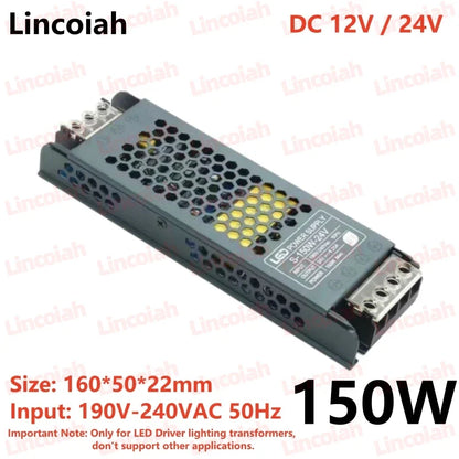 LED Power Supply Adapter - DC 12V 24V Transformer Driver for 60W-400W Lighting Systems