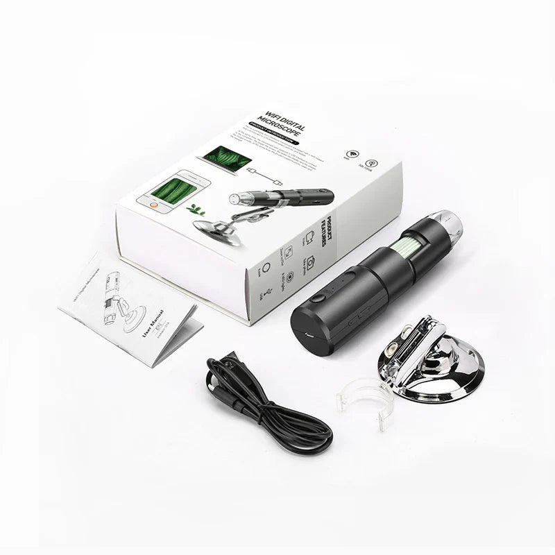 WiFi Digital Microscope - Wireless Electron Dermatoscope for Scalp Detection, Pores Magnifier & Skin Analyzer