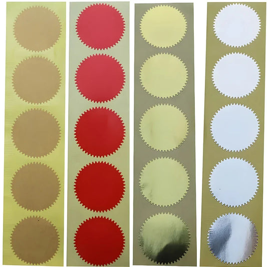 100PCS 45mm Gold Foil Embossed Stickers – Serrated Seal Labels for Diplomas, Awards & Certificates