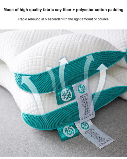 Sleep Neck Care Pillow – Zoning Design Low Pillow for Adults, Washable Knitted Pillow Core for Home & Hotel Use