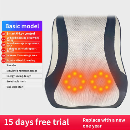 Manufacturer Direct Electric Shiatsu Neck & Head Massager Pillow with Heating and Vibration – Cervical Traction Car Back Massager