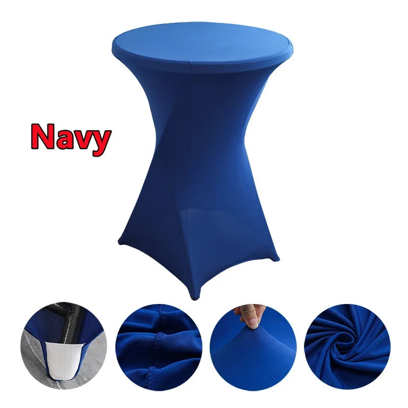Spandex Round Tablecloth - Stretch Elastic Cocktail Table Cover for Wedding, Party, Hotel & Event Decor