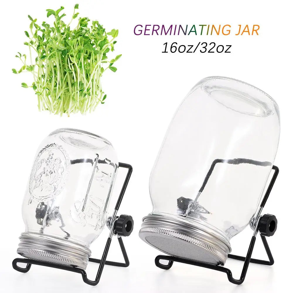 16/32oz Sprouting Jar Kit - Wide Mouth Mason Jars with Screen Lids for Indoor Seed Germination & Sprout Growing