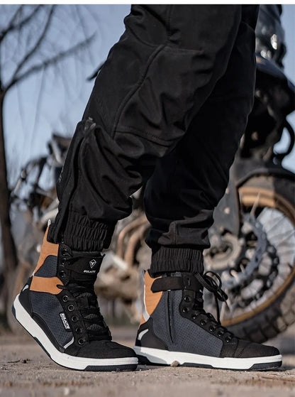 Motorcycle Riding Shoes - Breathable High-Cut, Anti-Fall, Anti-Slip Knight Boots, Parkour Shoes, All-Season Casual Motorcycle Boots