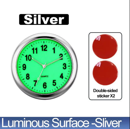 Luminous Stick-On Car Clock – Mini Quartz Digital Dashboard Watch, Glow-in-the-Dark Auto Interior Time Ornament & Car Accessory Gift
