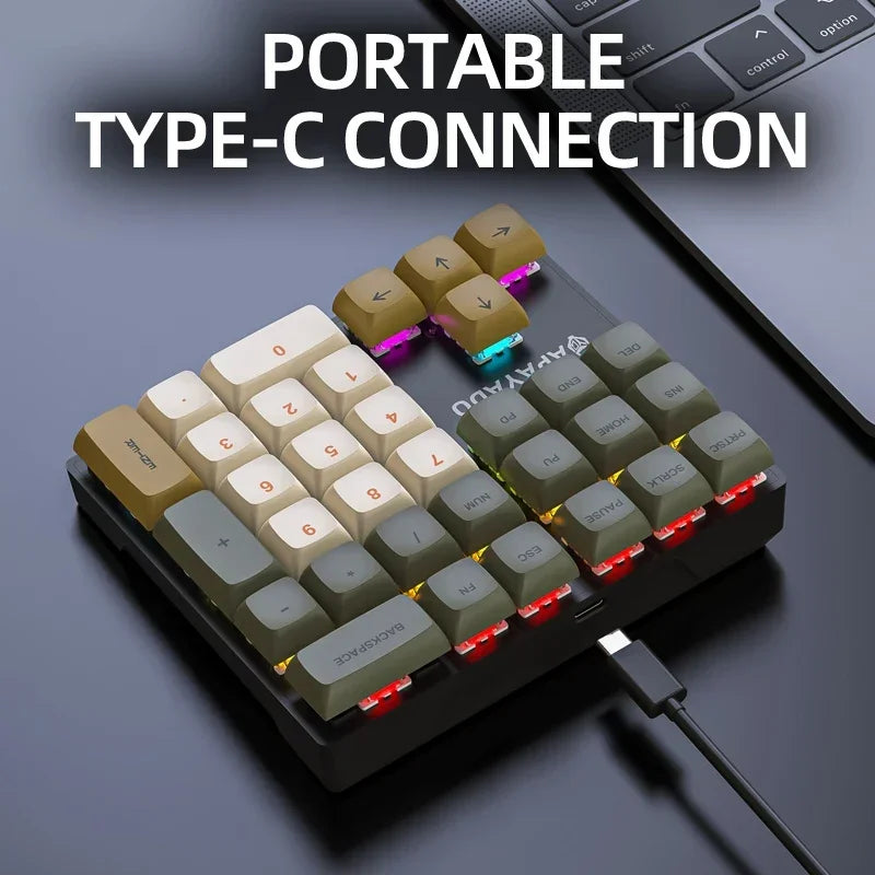 33 Key Wired Mechanical Numeric Keypad with Multi-color Lights - Ideal for Finance, Business, Laptop Numeric Keyboard