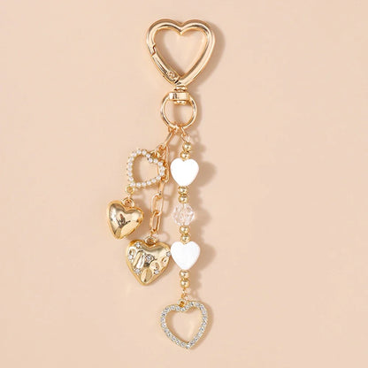 Cute Bowknot Heart Keychain - Crystal Pearl Pendant Charm for Women, Girls & Handbag Decoration