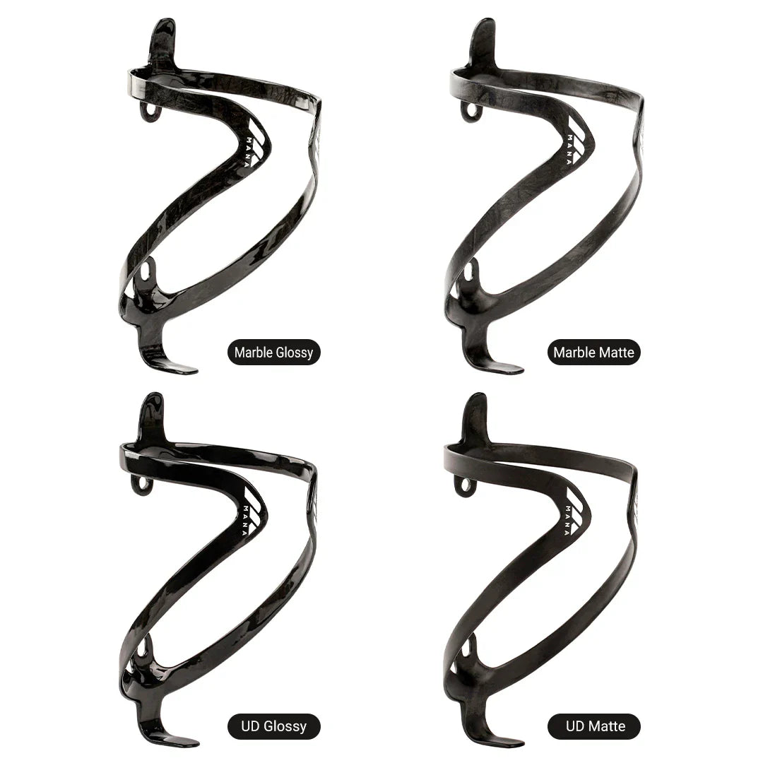 MANA 12g Marble-Pattern Carbon Fiber Bicycle Bottle Cage — Ultra-Light Full Carbon with Aluminum Alloy Screws for Road/MTB/Gravel