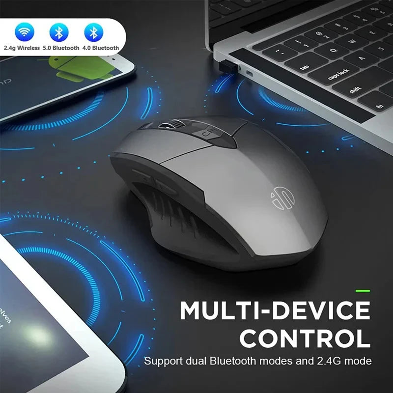 INPHIC Rechargeable Bluetooth Wireless Mouse – 2.4G Silent Office Mouse for PC, Laptop, Tablet & Smartphone