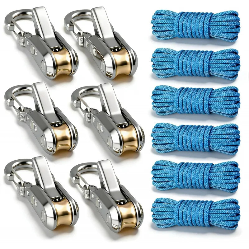 Rope Tying Tool & Tensioner - Heavy Duty Retractable Buckle with Roller for Camping, Hiking & Outdoor Gear