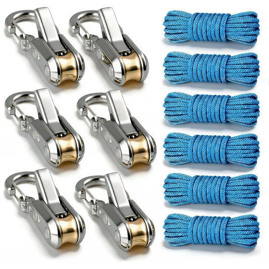 Rope Tying Tool & Tensioner - Heavy Duty Retractable Buckle with Roller for Camping, Hiking & Outdoor Gear