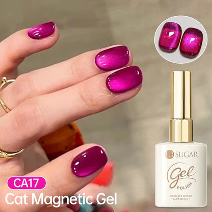 UR SUGAR Jelly Pink Cat Magnetic Gel Nail Polish 15ml - Glitter Ice Effect Soak Off UV LED Semi-Permanent Manicure Gel