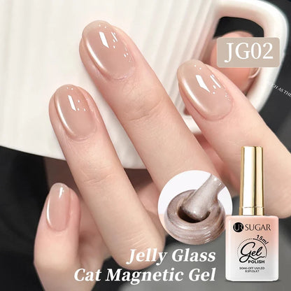 UR SUGAR Jelly Pink Cat Magnetic Gel Nail Polish 15ml - Glitter Ice Effect Soak Off UV LED Semi-Permanent Manicure Gel