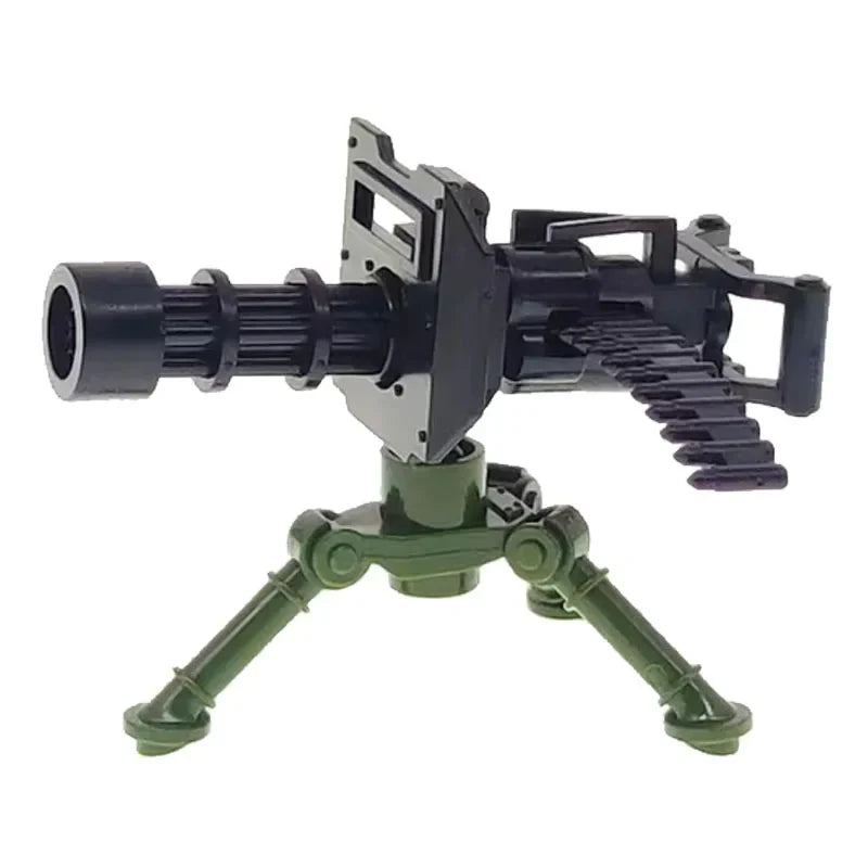 Military Building Blocks Soldier Set - Tactical Weapons Figures with Gatling Gun, Rifle, Mortar & Accessories Toy Kit