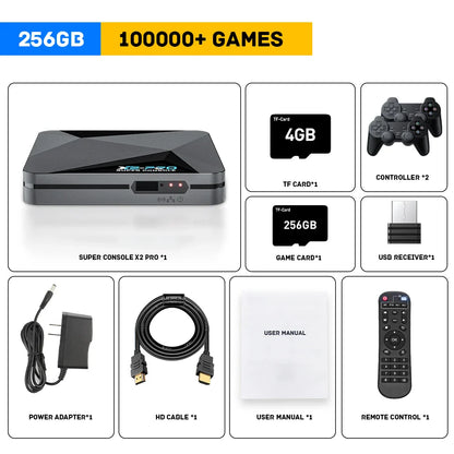 KINHANK Super Console X2 Pro Retro Game Console – 90,000 Built-in Video Games for PS1/DC/MAME/SS with Gamepad, Kid Gift Gaming Box