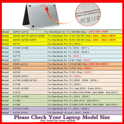 2023 New MacBook Laptop Case - Compatible with MacBook Pro 14, Air M2 13.6, Pro 16 and 13 - M1 M2 M3 Chip Protective Cover Accessories
