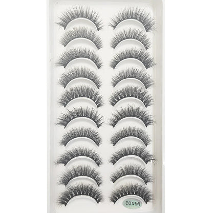 10 Pairs 3D Mink False Eyelashes – Soft Natural Cross Messy Dense Lash Extensions Makeup