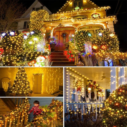 1000 LED Green Wire Fairy String Lights | Waterproof Christmas Tree & Holiday Decor, US/EU Plug 110V/220V