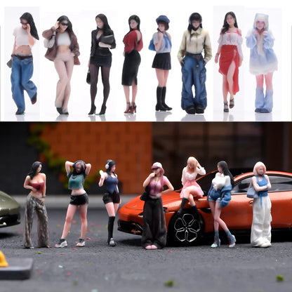3D Miniature Figures - 1/64 Scale Racer Photographer Casual People Scene Props Model Ornaments for Vehicle Decor