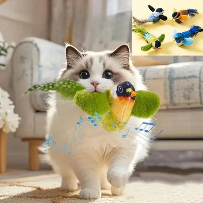 Interactive Bird Cat Toy - Sounding Catnip Teaser Toy for Indoor Cats, Wall Hanging Chasing & Play Activity