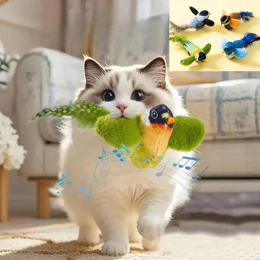Interactive Bird Cat Toy - Sounding Catnip Teaser Toy for Indoor Cats, Wall Hanging Chasing & Play Activity