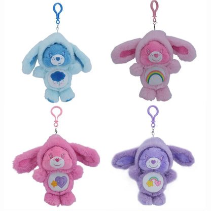 Care Bears Plush Keychain - 17cm Rabbit Ear Hood Furry Cartoon Bag Charm