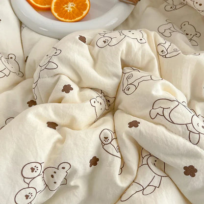Washed Double Gauze Quilt – Lightweight Summer Comforter with Soya Fibre Filling, Soft & Breathable for Queen Size