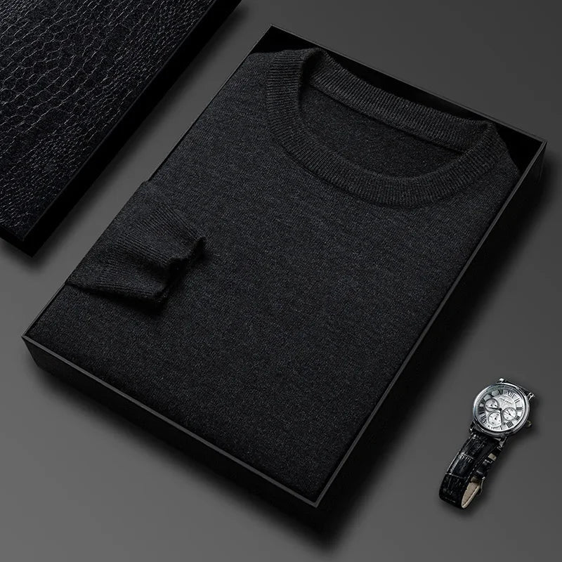 Men's Casual Diamond Pattern Sweater - Round Neck Long Sleeve Knitted Fashion Pullover Versatile Top