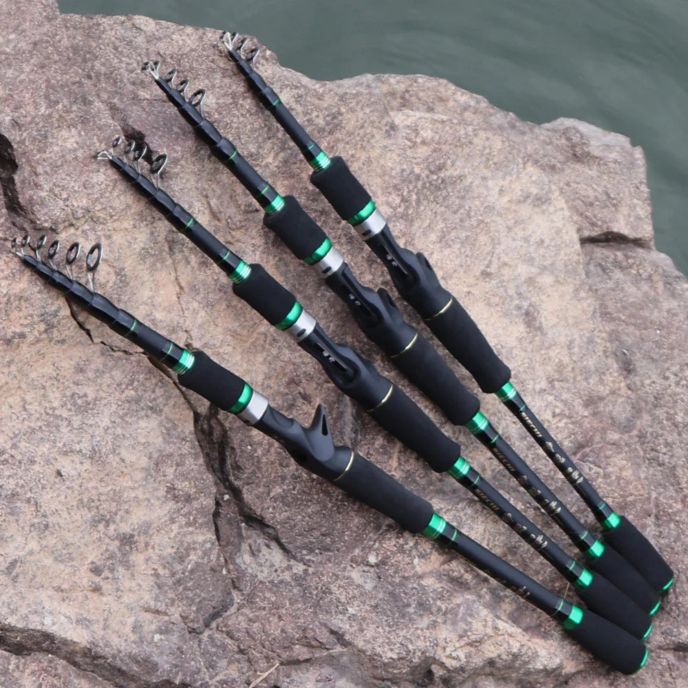 HLUR Carbon Fiber Telescopic Fishing Rod – 5–7 Section Portable Spinning & Casting Travel Pole 1.8M–2.7M