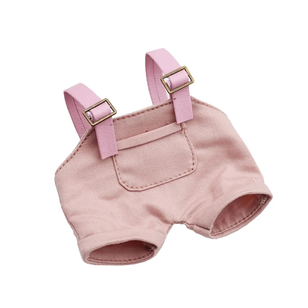 17cm Labubu Doll Clothes Set - Macaron Overalls with Color-Matched Accessories for Dolls