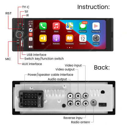 NaviFly 6.86" Universal FM CarPlay Android Auto Car Radio – MP5 Multimedia Player with Camera, No DVD