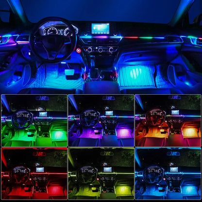 14/18 in 1 RGB LED Car Ambient Light - Acrylic APP Controlled Interior Atmosphere Lamp Kit with 64/213 Colors for One & Dual Zone Lighting