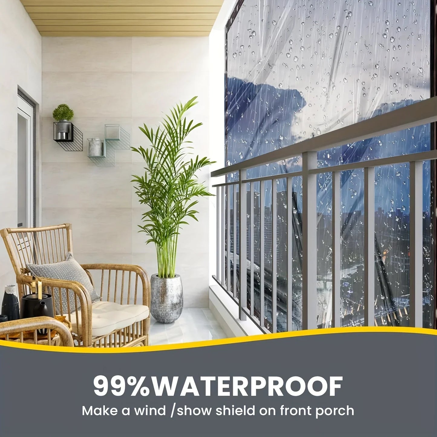 Clear Waterproof Tarps with Grommets, Outdoor Patio, Henhouse, Porch Canopy, Plant Cover, Camping Protection